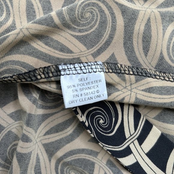 London Times Wrap Around Dress Women's 8 Black Brown Abstract Spiral Party - Picture 8 of 16